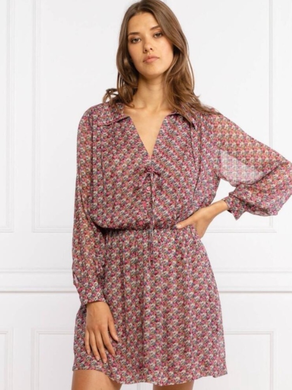 Zadig‎ & Voltaire Reevas Pink Skull Print Ditsy Floral Mini Dress M